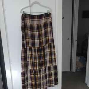 NATURAL LIFE Multicolor Plaid Maxi Skirt
